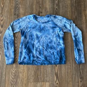 Lululemon Blue Tie Dye Long Sleeve Workout Top